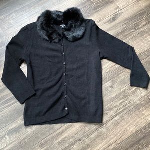 Arden B faux fur black sweater with delicate buttons. Size M.